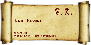 Haar Kozma névjegykártya